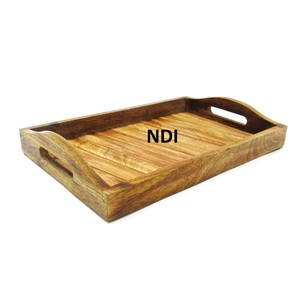 Plats de serveur de nourriture de qualité supérieure finition en noyer Style unique plateau de service de petit déjeuner plateau de service de nourriture décoratif - Product Image 1