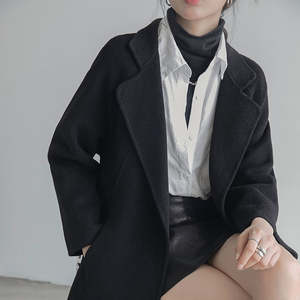 Abrigo de lana personalizado para mujer 2026, estilo gabardina, con solapa sólida, manga larga, cierre de un solo botón, transpirable - Product Image 3