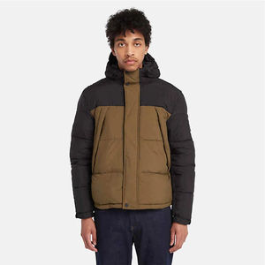 Blouson matelassé bicolore pour homme 2026, marron et noir, à capuche, avec broderie frontale, chaud et isolé pour l'hiver, fermeture éclair - Product Image 5