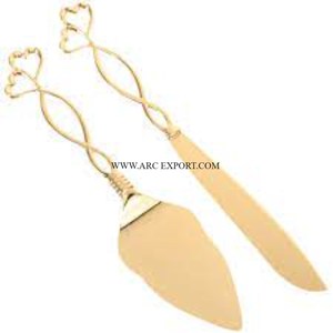 Maravilloso diseñador de calidad Superior Metal Cake Server y cuchillo Juego de 2 Best Selling Handmade Kitchen Ware Cake Server Knife - Product Image 1
