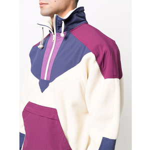 Custom Design Embroidery Logo <b>Men's</b> Multiple Colors Paneled Style Canvas Stand Collar Puffer <b>Jacket</b> <b>Half</b> <b>Zip</b> Outdoor High Street - Product Image 3