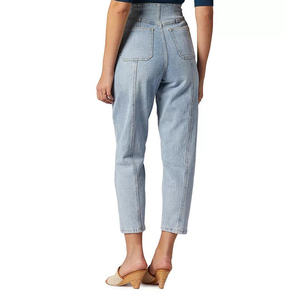 กางเกงยีนส์ทรงสกินนี่เอวสูงสีน้ำเงินสำหรับผู้หญิง ผลิตตามสั่ง แบรนด์ส่วนตัว ผ้าเดนิมยืด ระบายอากาศได้ดี รับผลิตแบบ OEM - Product Image 2