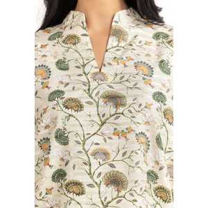 Chemisier ample de luxe marron en viscose imprimée pour femme, avec dentelle et décoration florale en popeline satinée, tailles XL à 4XL, idéal printemps-automne - Product Image 3