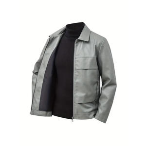 Veste en cuir PU teint pour homme, taille plus, coupe-vent, hip-hop, varsity, avec design tissé, épaisse pour l'hiver, design personnalisé - Product Image 1