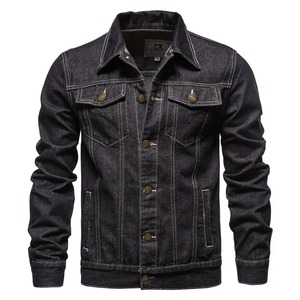 2025 otoño hombres Vintage motocicleta Jeans chaquetas sólido Denim Slim Fit algodón negro y azul sólido Denim abrigos - Product Image 5