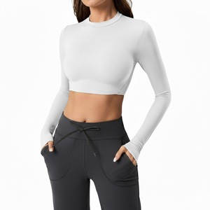 Hauts de sport compressifs pour le yoga et la gym, manches longues, légers, pour femmes - Product Image 2