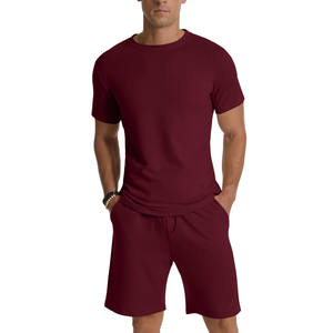 Custom High Quality 100% Cotton Tracksuit <b>Men</b> Jogger Set Oversized Pullover Shorts Sweatshirts Washed Two Piece Set For <b>Men</b> - Product Image 1