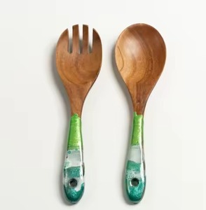 เครื่องใช้บนโต๊ะอาหารช้อนและส้อมทำจากไม้เรซินสำหรับสลัด - Product Image 4