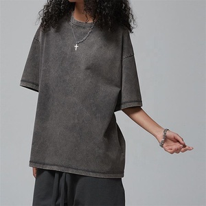 Custom Men's Oversize Acid Wash Distressed Hip Hop Eco-Friendly Breathable Stonewash Cotton T-<b>Shirt</b> 2026 - Product Image 4