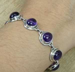 Bracelet en argent 925 avec améthyste, pierre de naissance de février, réglable, fait à la main, élégant, cadeau unique pour femmes - Product Image 5