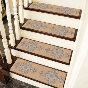 Alfombra con Estampado Étnico, Diseño Moderno Azul Desgastado Personalizado y Lavable, Alfombra de Entrada - Product Image 1