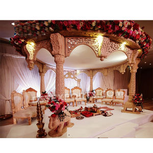 Nuevo Diseño de Mandap de Madera Tallada con Base de Elefante, Mandap Tallado a Mano para Ceremonia de Boda del Sur, Decoración de Boda Gujarati, Mandap de Madera, EE. UU. - Product Image 1
