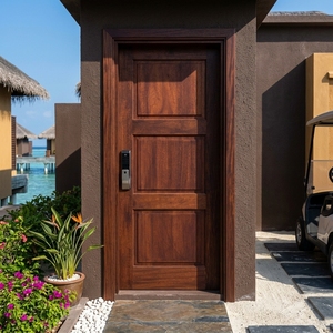 Porte en bois massif sur mesure, à une seule feuille, style japonais moderne, pour appartement, chambre, villa, entrée - Product Image 3
