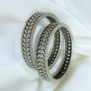 Swadeshi Pitara Women's 925 Sterling Silver Ditya Petal Statement Tennis <b>Bangle</b> Single Piece Fashion Gift - Product Image 3