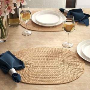 Best Selling Oval Rattan <b>Placemats</b> Coaster for Home Decoration Handicraft Charger Plates <b>Wicker</b> Rattan Charger Plate - Product Image 4
