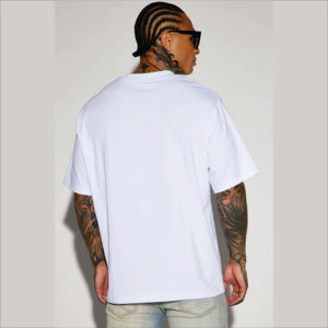 Top vente 100% coton hommes T-Shirts goutte épaule col rond t-shirt perdre ajustement Logo personnalisable haute rue OEM - Product Image 2