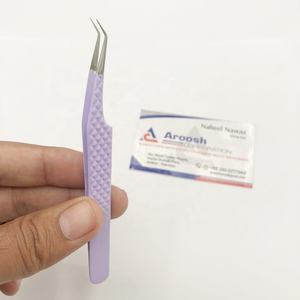 แหนบต่อขนตาแบบด้ามจับเพชรสีม่วง45องศาทำจากสเตนเลสสตีลคุณภาพสูงออกแบบโลโก้ได้ตามที่ต้องการ - Product Image 1