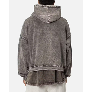 Nueva llegada pulóver Hombre Sudaderas con capucha de alta calidad 100% algodón lavado ácido Sudadera con capucha para hombres sudaderas Streetwear hombro caído - Product Image 5