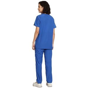 2025 conjuntos de uniformes de enfermería para mujeres de diseño personalizado uniforme de dos piezas con mangas cortas y cuello alto hecho de lona - Product Image 4