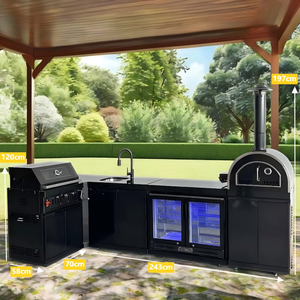 Lavello nero a forma di L per <span class=keywords><strong>cucina</strong></span> all'aperto frigo a carbone forno per la <span class=keywords><strong>Pizza</strong></span> barbecue Grill da giardino <span class=keywords><strong>cucina</strong></span> frigo - Product Image 5