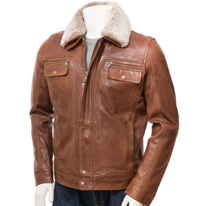 Veste d'hiver en cuir véritable à manches longues pour hommes de style High Street qualité supérieure imperméable et coupe-vent-bas prix - Product Image 1