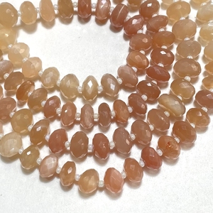 Cuentas facetadas de piedra lunar de melocotón Natural con forma de Rondelle, cuentas de piedras preciosas de 7,5-8MM para la fabricación de joyas - Product Image 3