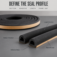 Bande d'étanchéité en caoutchouc EPDM en forme de D, auto-adhésive, extrudée, pour cadre de porte et fenêtre, fabricant OEM