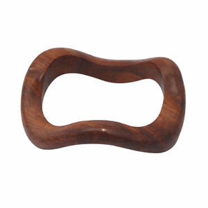 Handcrafted Natural Wood Bangle Bracelet Organic Wave Shape Statement Jewelry Unique Dark Grain Wooden <b>Wristband</b> for Women - Product Image 2