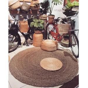 Alfombra de ratán redonda de Color Natural para el suelo de la sala de estar, Alfombra tejida hecha a mano para interiores respetuosa con el medio ambiente, hermosa decoración al por mayor - Product Image 6
