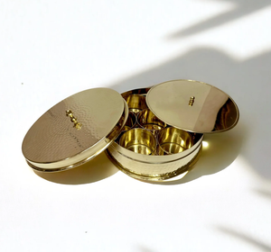 Boîte à épices en laiton de haute qualité sept compartiments boîte Masala 11 pièces ensemble rond antique Design vente chaude - Product Image 5