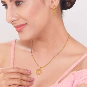 Fashion Jewelry Sets-<b>Circle</b> of <b>Light</b> Gold Pendant Set - Product Image 2