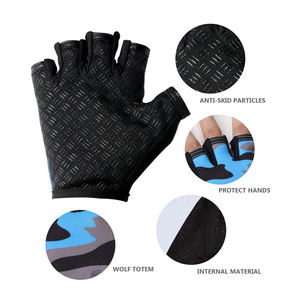 Half Finger Gym <b>Gloves</b> Camo Blue <b>Black</b> <b>Mesh</b> Palm Pad Unisex Summer Fitness Workout Gear Hook Loop Closure - Product Image 6