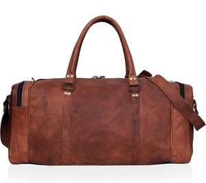 Premium Handmade Brown Leather Duffle <b>Bag</b> Genuine Leather Travel <b>Luggage</b> <b>Weekend</b> Overnight Gym Carry On Wholesale - Product Image 4