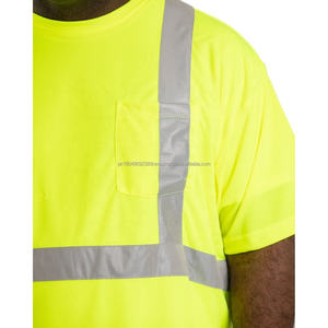 Camiseta de Trabajo de Manga Corta de Alta Visibilidad para Hombre, Secado Rápido, Personalizada al por Mayor, Reflectante, Verde, de Seguridad - Product Image 6