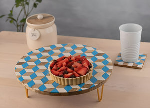 Soporte de pastel de madera de la mejor calidad con resina y metal Estilo Ins de alto estilo para fiesta Boda Restaurante Hotel de India - Product Image 4