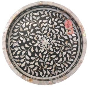 ถาดอะคริลิคสไตล์อาหรับทำด้วยมือสุดหรูถาดใส่อาหารฝังมุกแม่สำหรับเสิร์ฟอาหารที่บ้านห้องครัวตกแต่งคุณภาพสูง - Product Image 1