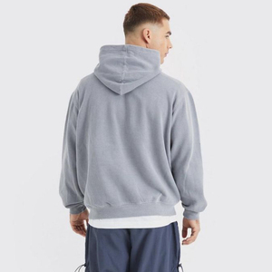 Sweats à capuche délavés pour hommes coupe boxe Streetwear pull en coton lourd sweats à capuche vintage en détresse pour hommes - Product Image 3