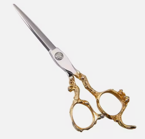 Proveedor de tijeras de corte de pelo de peluquero Tijeras de peluquería con mango de dragón grabado en oro - Product Image 3
