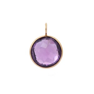 Colgante de Piedra Preciosa de Amatista Redonda Natural Genuina Hecha a Mano, Colgante Minimalista de Oro Amarillo Sólido de 18K, Joyería Fina para Mujeres y Hombres - Product Image 3