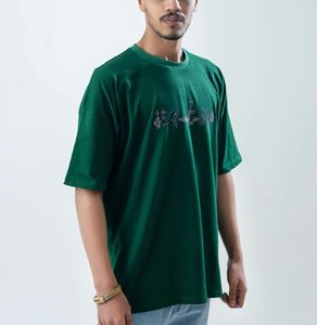 T-shirt col rond unisexe en coton 100% avec impression numérique personnalisée, coupe ample à épaules tombantes, séchage rapide, 300g, décontracté, haute qualité - Product Image 1