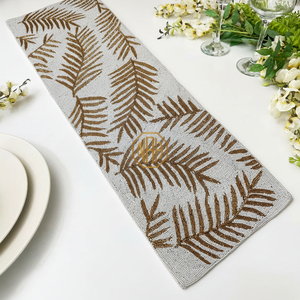 Chemin de table en coton perlé moderne brodé de fleurs colorées fabriqué à la main pour les repas de fête et le style à la maison - Product Image 2