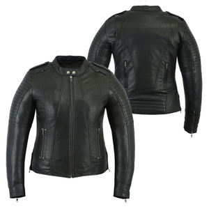 Proveedor de chaquetas de cuero OEM, chaqueta de cuero auténtica para mujer de diseño superventas única, ropa informal, chaqueta de cuero para mujer de talla adulta - Product Image 4