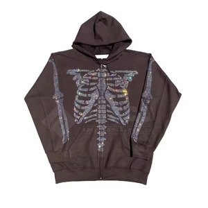 Invierno Poliéster/Mezcla de algodón Fleece Rhinestone Pullover Sudaderas con bolsillo Transpirable para hombres - Product Image 1