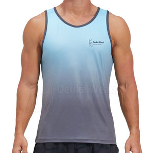 Camisetas sin mangas personalizadas al por mayor con logo impreso para hombre, 100% algodón, cuello redondo, ropa deportiva para correr y culturismo - Product Image 1