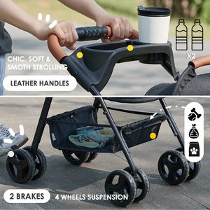 Cochecito de diseño para mascotas con mango suave, agarre cómodo y freno de pie trasero para un transporte seguro, de diseño de la marca de la - Product Image 6