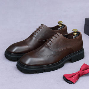 Chaussures Derby en cuir respirantes et chaussures Oxford pour hommes en cuir véritable avec lacets, chaussures de bureau et de mariage - Product Image 3