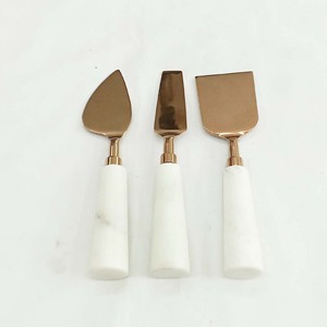 New Good quality stainless steel Matt cheese Slicer set Stainless Steel Gold Plated Cheese Tools With Bold <b>Marble</b> Handle - Product Image 2