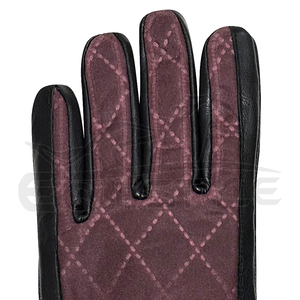 Gants d'hiver en cuir matelassés en diamant, coton ciré noir et marron, compatibles avec les écrans tactiles, en gros, OEM, gants en cuir personnalisés pour femmes - Product Image 3