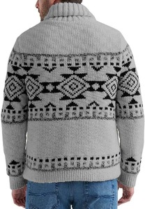 Venta al por mayor para hombre invierno cárdigan suéter cuello en V cinturón cierre Patchwork antiarrugas de punto 100% poliéster estilo multicolor - Product Image 6