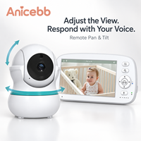 Anicebb Pan Tilt Video Bebek Monitörü 5 İnç LCD 1280x720 Kamera Uzaktan Görünüm Ayarı Çift Yönlü Ses FHSS Kreş için